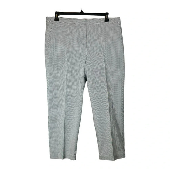 COVINGTON PINSTRIPE SEERSUCKER BLUE WHITE TROUSER PANTS WOMEN'S SIZE‎ 16 - Picture 1 of 9